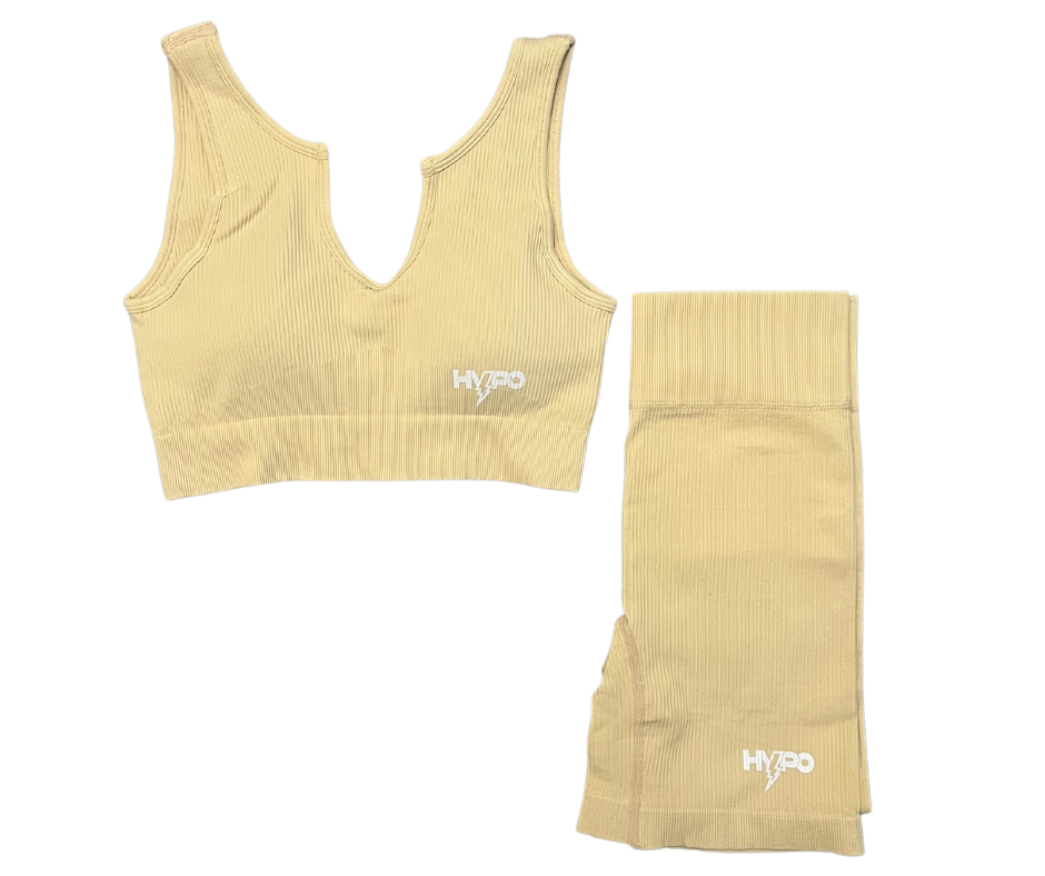 Cream Tech-Performance Short Set